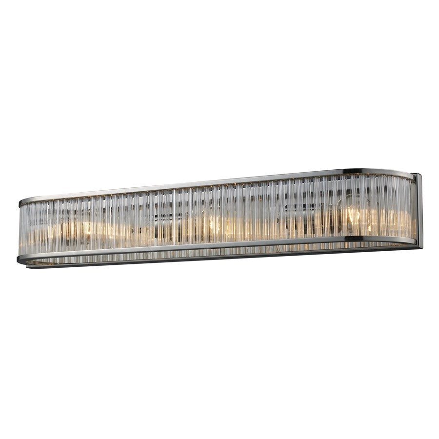 Atlas Lighting Braxton 28in 3-Light Vanity Light | Modern Polished Nickel and Clear Ribbed Glass | Bathroom Vanity | 28 x 4 x 4 in | Model WL11221-NK