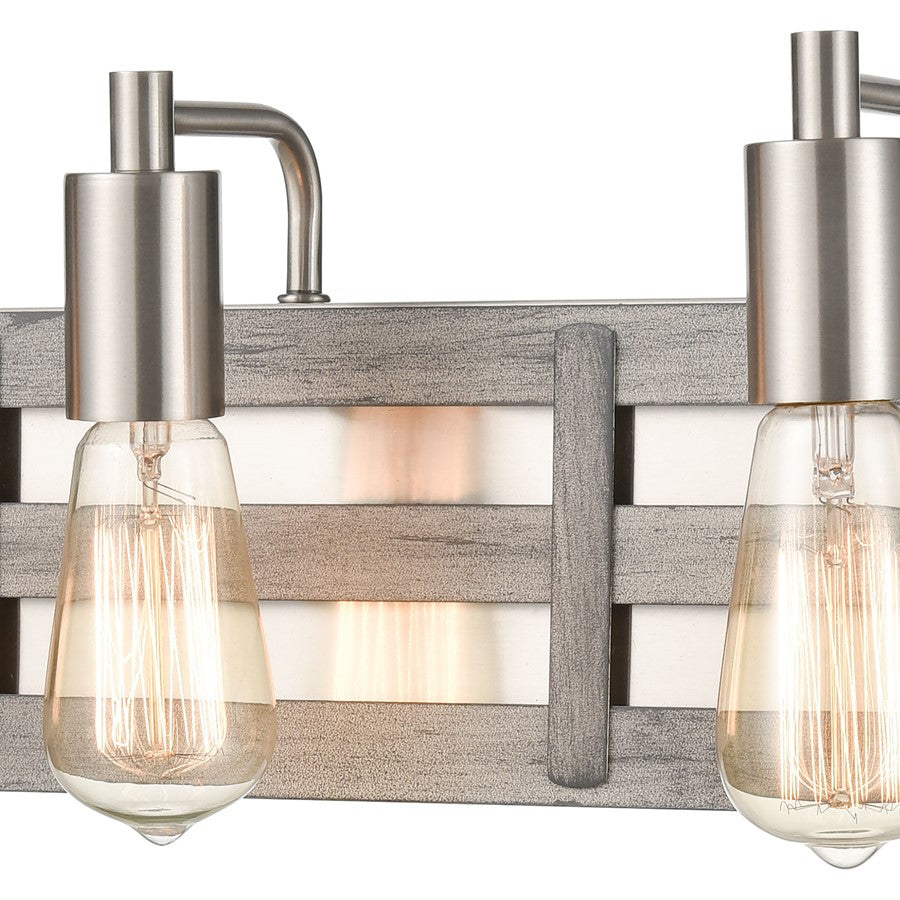 Atlas Lighting Brigantine 23in 3-Light Vanity Light | Transitional Satin Nickel and Weathered Driftwood | Bathroom Vanity | Model WL11223-NK