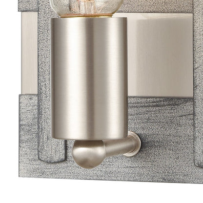 Atlas Lighting Brigantine 9in 1-Light Wall Sconce | Transitional Weathered Driftwood and Satin Nickel Metal | Bathroom & Hallway | Model WL11224-NK