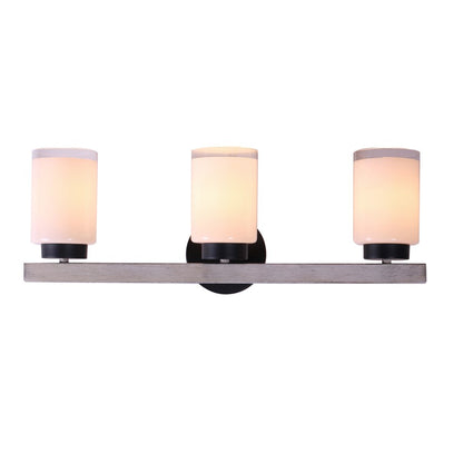 Atlas Lighting Briggs 24in 3-Light Vanity Light | Transitional Matte Black and Whitewash Metal with White Opal Glass | Bathroom | Model WL11225-WH