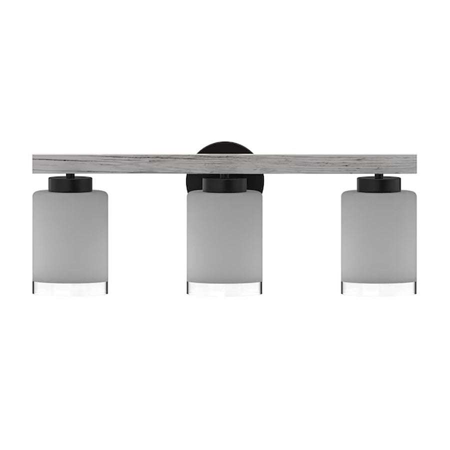 Atlas Lighting Briggs 24in 3-Light Vanity Light | Transitional Matte Black and Whitewash Metal with White Opal Glass | Bathroom | Model WL11225-WH
