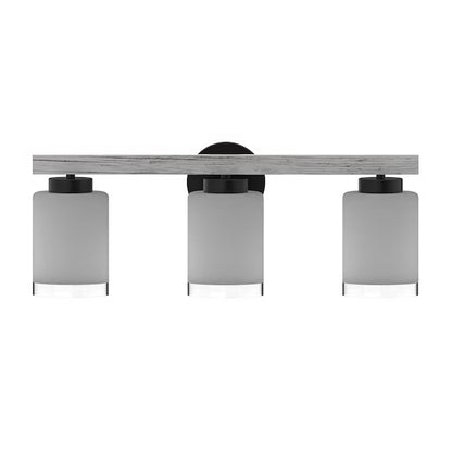 Atlas Lighting Briggs 24in 3-Light Vanity Light | Transitional Matte Black and Whitewash Metal with White Opal Glass | Bathroom | Model WL11225-WH