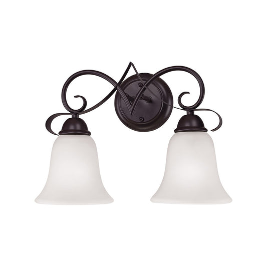 Atlas Lighting Brighton 15in 2-Light Vanity Light | Traditional Oil Rubbed Bronze Metal with White Glass Shades | Bathroom Vanity | Model WL11227-BZ