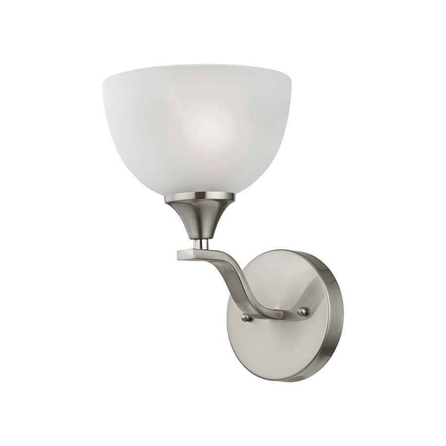 Atlas Lighting Bristol Lane 6in 1-Light Vanity Light | Transitional Brushed Nickel and White Glass | Bathroom Vanity | Model WL11228-NK