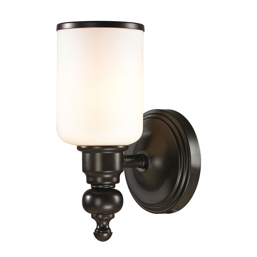 Atlas Lighting Bristol Way 5in 1-Light Wall Sconce | Traditional Oil Rubbed Bronze and Frosted Glass | Bathroom Vanity & Hallway | Model WL11229-BZ
