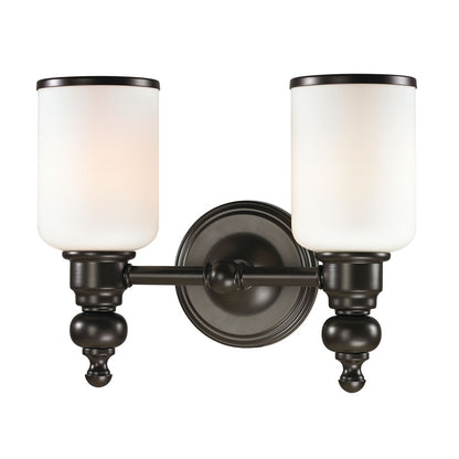 Atlas Lighting Bristol Way 13in 2-Light Vanity Light | Traditional Oil Rubbed Bronze and White Glass | Bathroom Vanity | Model WL11230-BZ