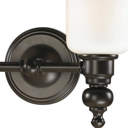 Atlas Lighting Bristol Way 13in 2-Light Vanity Light | Traditional Oil Rubbed Bronze and White Glass | Bathroom Vanity | Model WL11230-BZ
