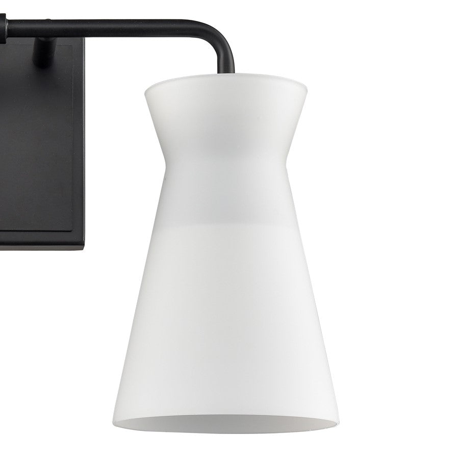 Atlas Lighting Brookville 15in 2-Light Vanity Light | Transitional Matte Black and White Frosted Glass | Bathroom Vanity | Model WL11231-BK