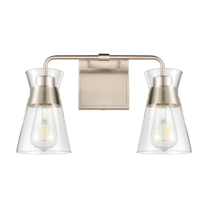 Atlas Lighting Brookville 15in 2-Light Vanity Light | Transitional Satin Nickel and Clear Glass | Bathroom Vanity | 15 x 6 x 9 in | Model WL11231-NK