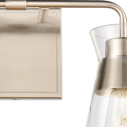 Atlas Lighting Brookville 15in 2-Light Vanity Light | Transitional Satin Nickel and Clear Glass | Bathroom Vanity | 15 x 6 x 9 in | Model WL11231-NK