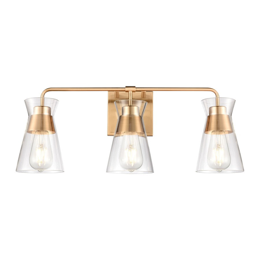 Atlas Lighting Brookville 22in 3-Light Vanity Light | Transitional Burnished Brass and Clear Glass | Bathroom Vanity | Model WL11232-BS