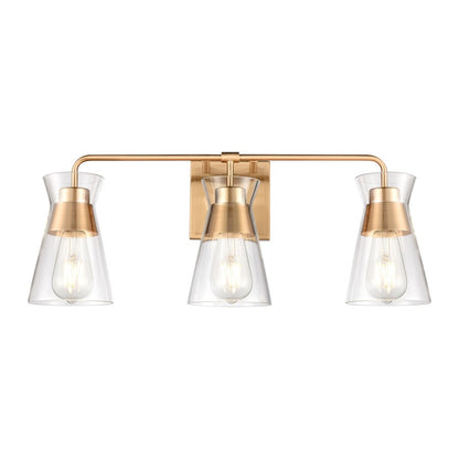 Atlas Lighting Brookville 22in 3-Light Vanity Light | Transitional Burnished Brass and Clear Glass | Bathroom Vanity | Model WL11232-BS