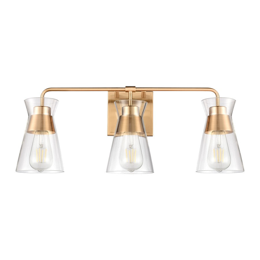 Atlas Lighting Brookville 22in 3-Light Vanity Light | Transitional Burnished Brass and Clear Glass | Bathroom Vanity | Model WL11232-BS