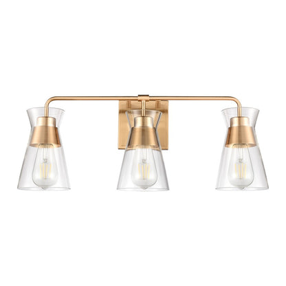 Atlas Lighting Brookville 22in 3-Light Vanity Light | Transitional Burnished Brass and Clear Glass | Bathroom Vanity | Model WL11232-BS