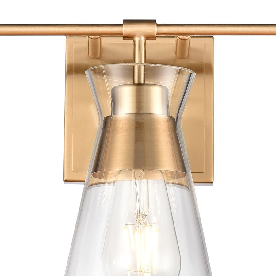 Atlas Lighting Brookville 22in 3-Light Vanity Light | Transitional Burnished Brass and Clear Glass | Bathroom Vanity | Model WL11232-BS