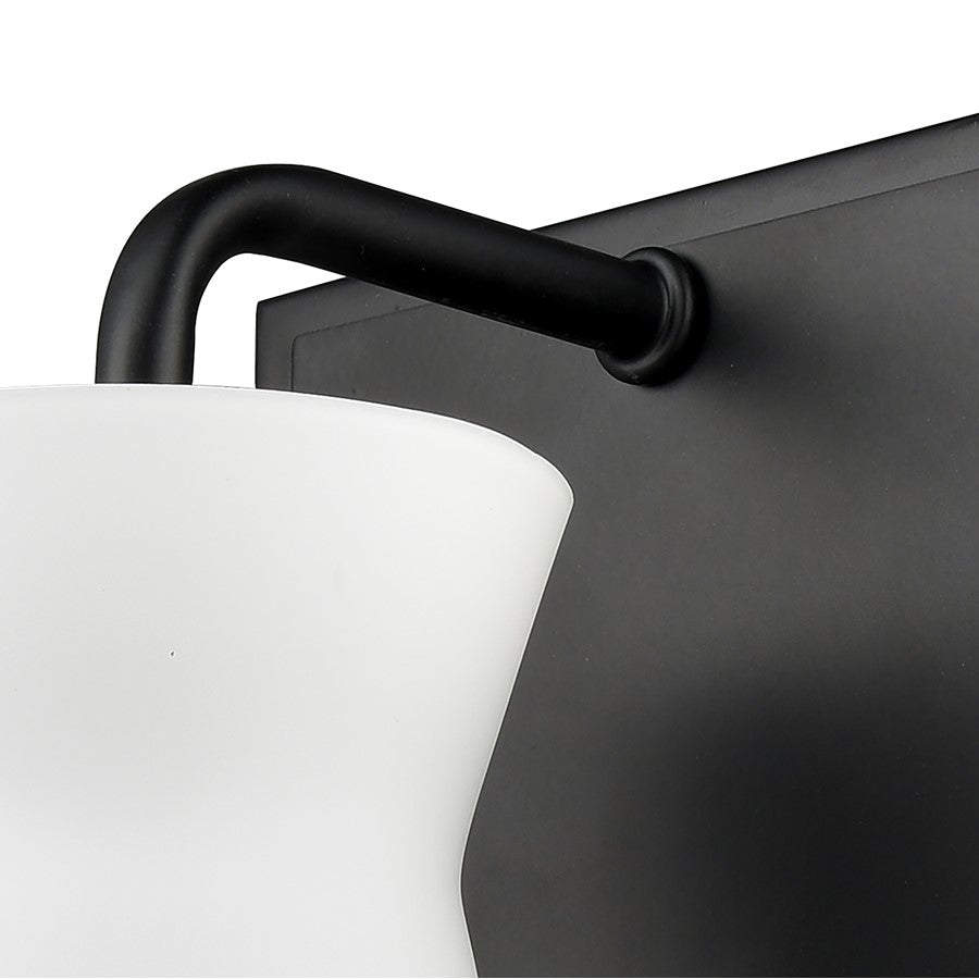 Atlas Lighting Brookville 5in 1-Light Wall Sconce | Transitional Matte Black and White Frosted Glass | Bathroom Vanity | Model WL11233-BK