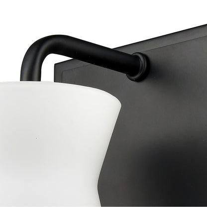 Atlas Lighting Brookville 5in 1-Light Wall Sconce | Transitional Matte Black and White Frosted Glass | Bathroom Vanity | Model WL11233-BK