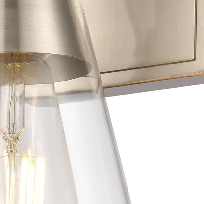Atlas Lighting Brookville 9in 1-Light Wall Sconce | Transitional Satin Nickel and Clear Glass | Bathroom Vanity & Hallway | Model WL11233-NK