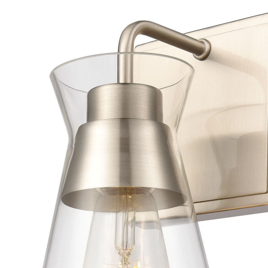 Atlas Lighting Brookville 9in 1-Light Wall Sconce | Transitional Satin Nickel and Clear Glass | Bathroom Vanity & Hallway | Model WL11233-NK