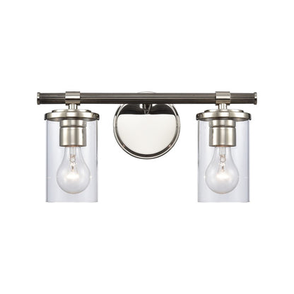 Atlas Lighting Burrow 15in 2-Light Vanity Light | Traditional Polished Nickel and Clear Glass | Bathroom Vanity & Powder Room | Model WL11235-NK