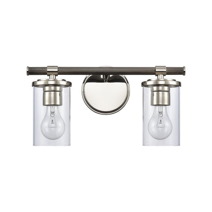 Atlas Lighting Burrow 15in 2-Light Vanity Light | Traditional Polished Nickel and Clear Glass | Bathroom Vanity & Powder Room | Model WL11235-NK
