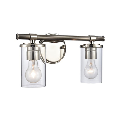 Atlas Lighting Burrow 15in 2-Light Vanity Light | Traditional Polished Nickel and Clear Glass | Bathroom Vanity & Powder Room | Model WL11235-NK