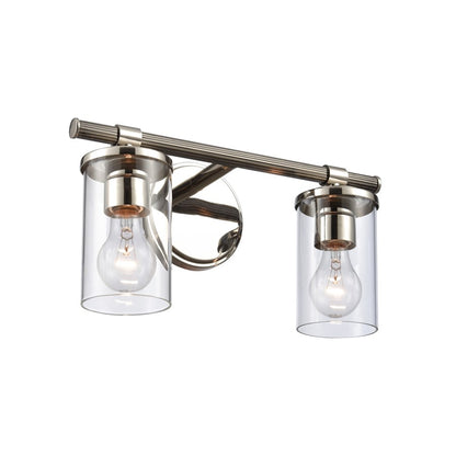 Atlas Lighting Burrow 15in 2-Light Vanity Light | Traditional Polished Nickel and Clear Glass | Bathroom Vanity & Powder Room | Model WL11235-NK