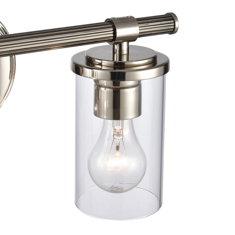 Atlas Lighting Burrow 15in 2-Light Vanity Light | Traditional Polished Nickel and Clear Glass | Bathroom Vanity & Powder Room | Model WL11235-NK