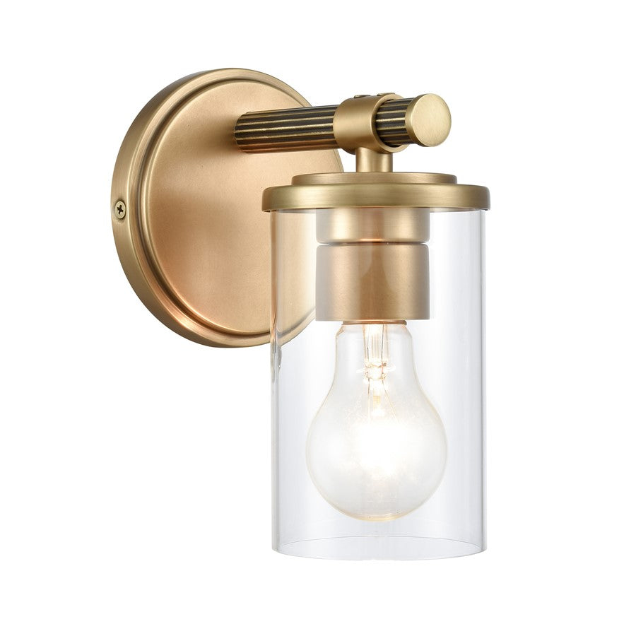 Atlas Lighting Burrow 5in 1-Light Vanity Light | Traditional Natural Brass and Clear Glass | Bathroom Vanity & Powder Room | Model WL11236-BS