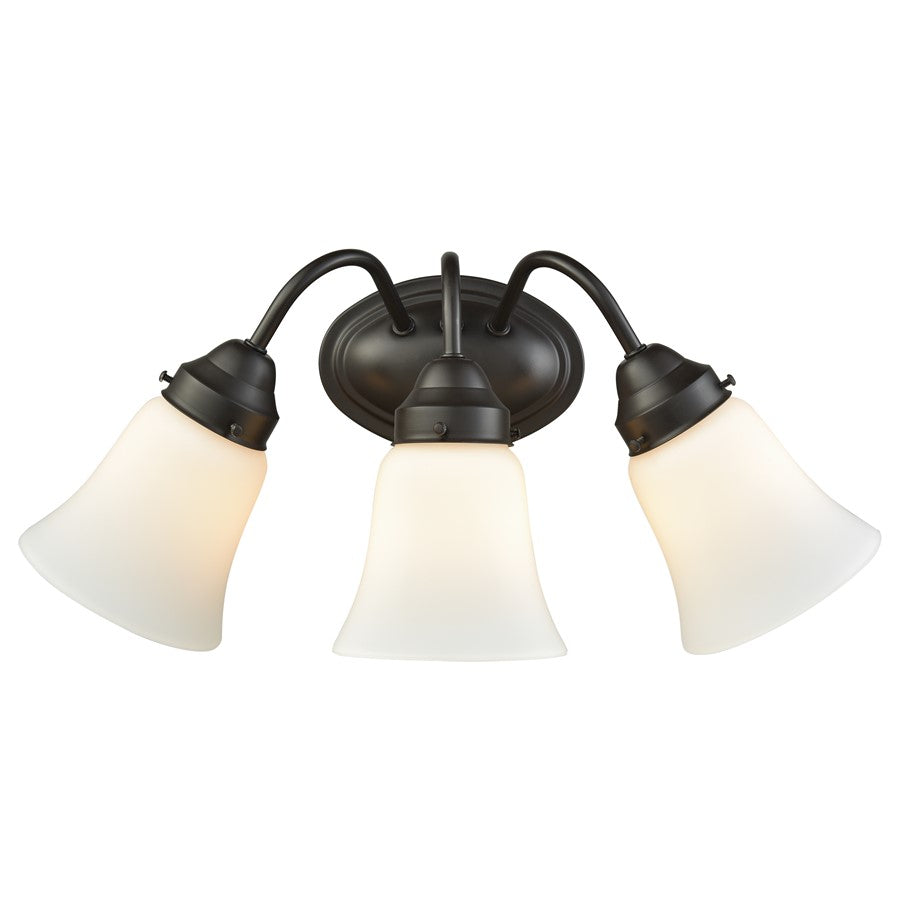 Atlas Lighting Califon 17in 3-Light Vanity Light | Traditional Oil Rubbed Bronze and White Glass | Bathroom Vanity | 17 x 8 x 9 in | Model WL11238-BZ