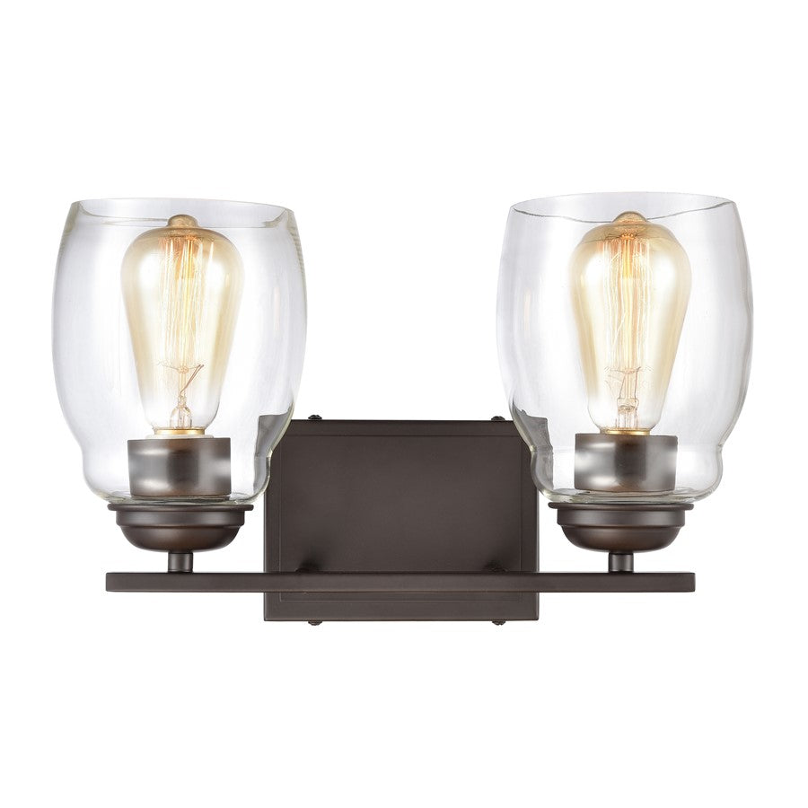 Atlas Lighting Calistoga 14in 2-Light Vanity Light | Traditional Oil Rubbed Bronze and Clear Glass | Bathroom Vanity | Model WL11241-BZ