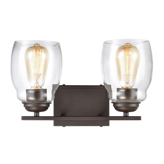 Atlas Lighting Calistoga 14in 2-Light Vanity Light | Traditional Oil Rubbed Bronze and Clear Glass | Bathroom Vanity | Model WL11241-BZ