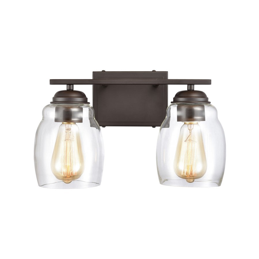Atlas Lighting Calistoga 14in 2-Light Vanity Light | Traditional Oil Rubbed Bronze and Clear Glass | Bathroom Vanity | Model WL11241-BZ