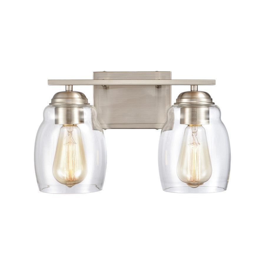 Atlas Lighting Calistoga 14in 2-Light Vanity Light | Traditional Brushed Nickel and Clear Glass | Bathroom Vanity | 14 x 6 x 9 in | Model WL11241-NK