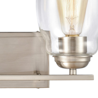 Atlas Lighting Calistoga 14in 2-Light Vanity Light | Traditional Brushed Nickel and Clear Glass | Bathroom Vanity | 14 x 6 x 9 in | Model WL11241-NK