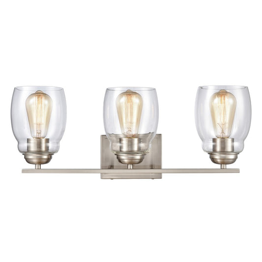 Atlas Lighting Calistoga 22in 3-Light Vanity Light | Traditional Brushed Nickel and Clear Glass | Bathroom Vanity | 22 x 6 x 9 in | Model WL11242-NK