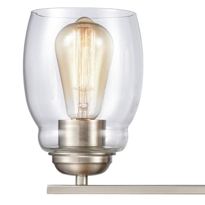Atlas Lighting Calistoga 22in 3-Light Vanity Light | Traditional Brushed Nickel and Clear Glass | Bathroom Vanity | 22 x 6 x 9 in | Model WL11242-NK