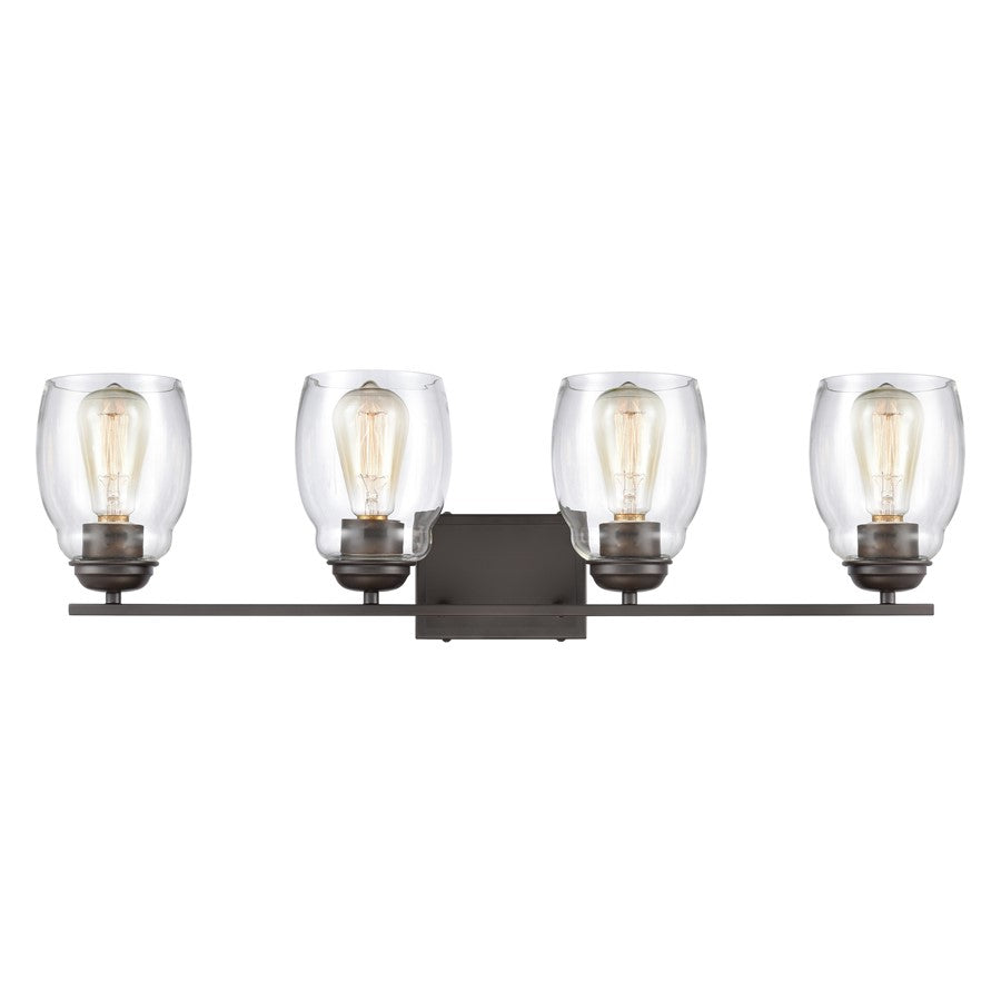 Atlas Calistoga 30in 4-Light Vanity Light | Transitional Oil Rubbed Bronze and Clear Glass | Bathroom Vanity | 30.5 x 6 x 9 in | Model WL11243-BZ