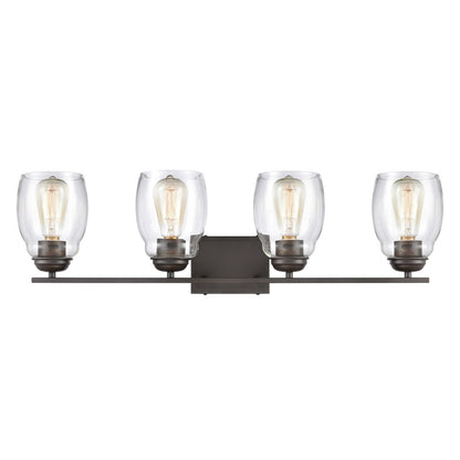 Atlas Calistoga 30in 4-Light Vanity Light | Transitional Oil Rubbed Bronze and Clear Glass | Bathroom Vanity | 30.5 x 6 x 9 in | Model WL11243-BZ
