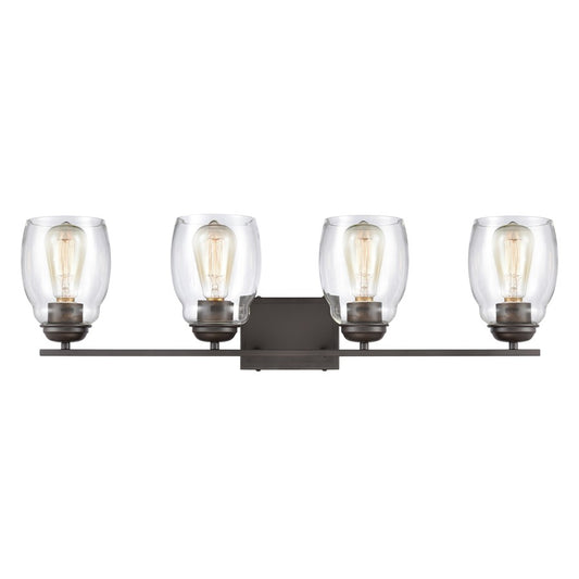 Atlas Calistoga 30in 4-Light Vanity Light | Transitional Oil Rubbed Bronze and Clear Glass | Bathroom Vanity | 30.5 x 6 x 9 in | Model WL11243-BZ