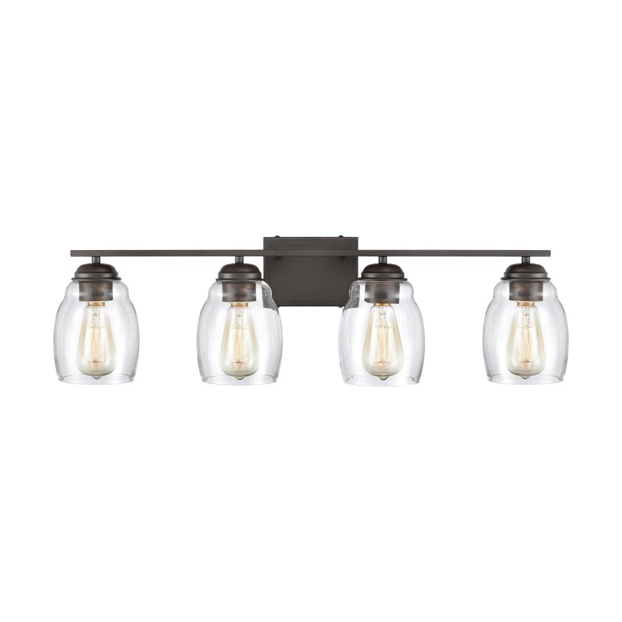 Atlas Calistoga 30in 4-Light Vanity Light | Transitional Oil Rubbed Bronze and Clear Glass | Bathroom Vanity | 30.5 x 6 x 9 in | Model WL11243-BZ