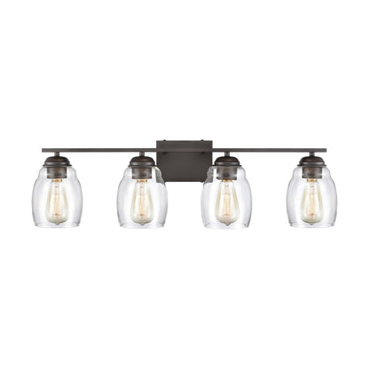 Atlas Calistoga 30in 4-Light Vanity Light | Transitional Oil Rubbed Bronze and Clear Glass | Bathroom Vanity | 30.5 x 6 x 9 in | Model WL11243-BZ