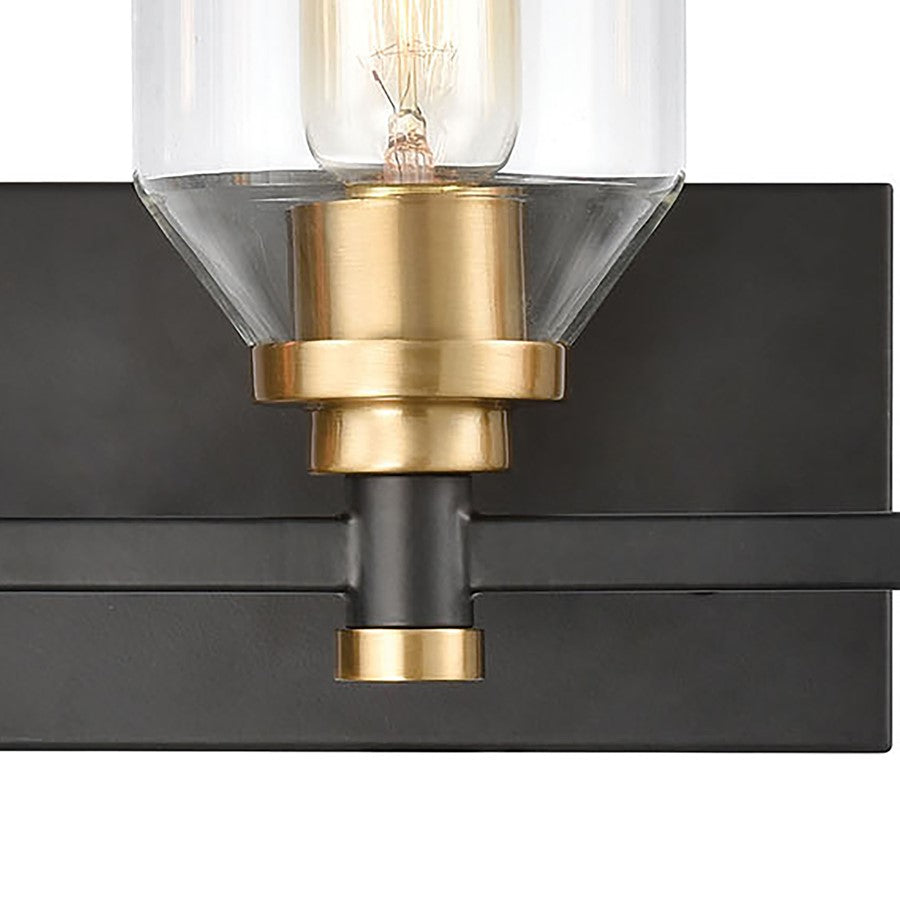 Atlas Cambria 20in 3-Light Vanity Light | Transitional Matte Black and Satin Brass with Clear Glass | Bathroom Vanity | Model WL11245-BK