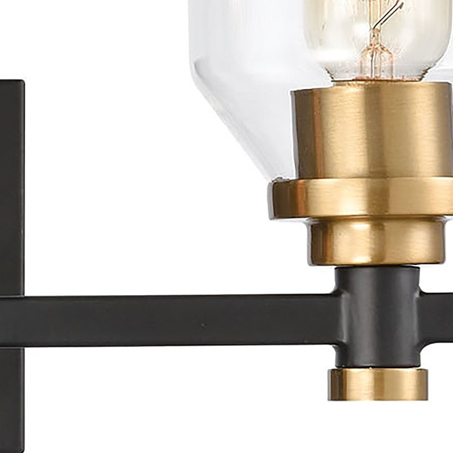 Atlas Cambria 20in 3-Light Vanity Light | Transitional Matte Black and Satin Brass with Clear Glass | Bathroom Vanity | Model WL11245-BK