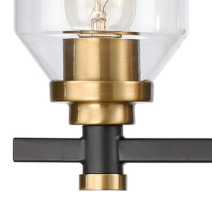Atlas Cambria 20in 3-Light Vanity Light | Transitional Matte Black and Satin Brass with Clear Glass | Bathroom Vanity | Model WL11245-BK