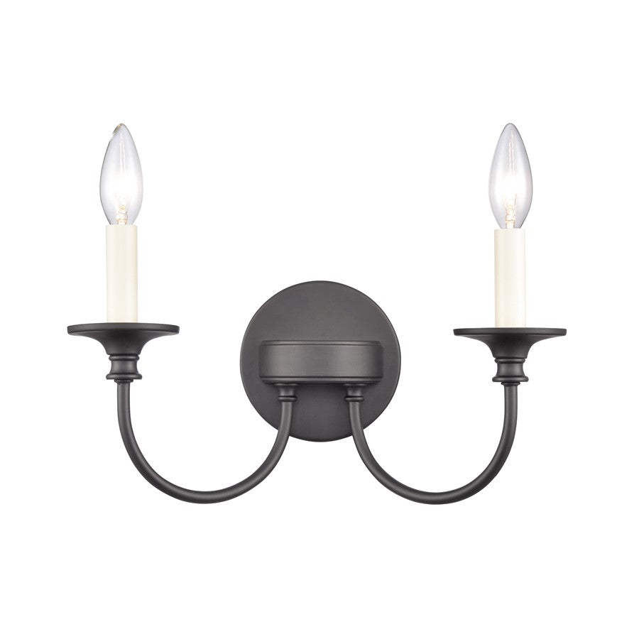 Atlas Lighting Cecil 14in 2-Light Vanity Light | Traditional Matte Black Metal | Bathroom & Powder Room | 14 x 6.5 x 7.75 in | Model WL11249-BK