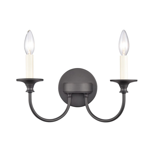Atlas Lighting Cecil 14in 2-Light Vanity Light | Traditional Matte Black Metal | Bathroom & Powder Room | 14 x 6.5 x 7.75 in | Model WL11249-BK