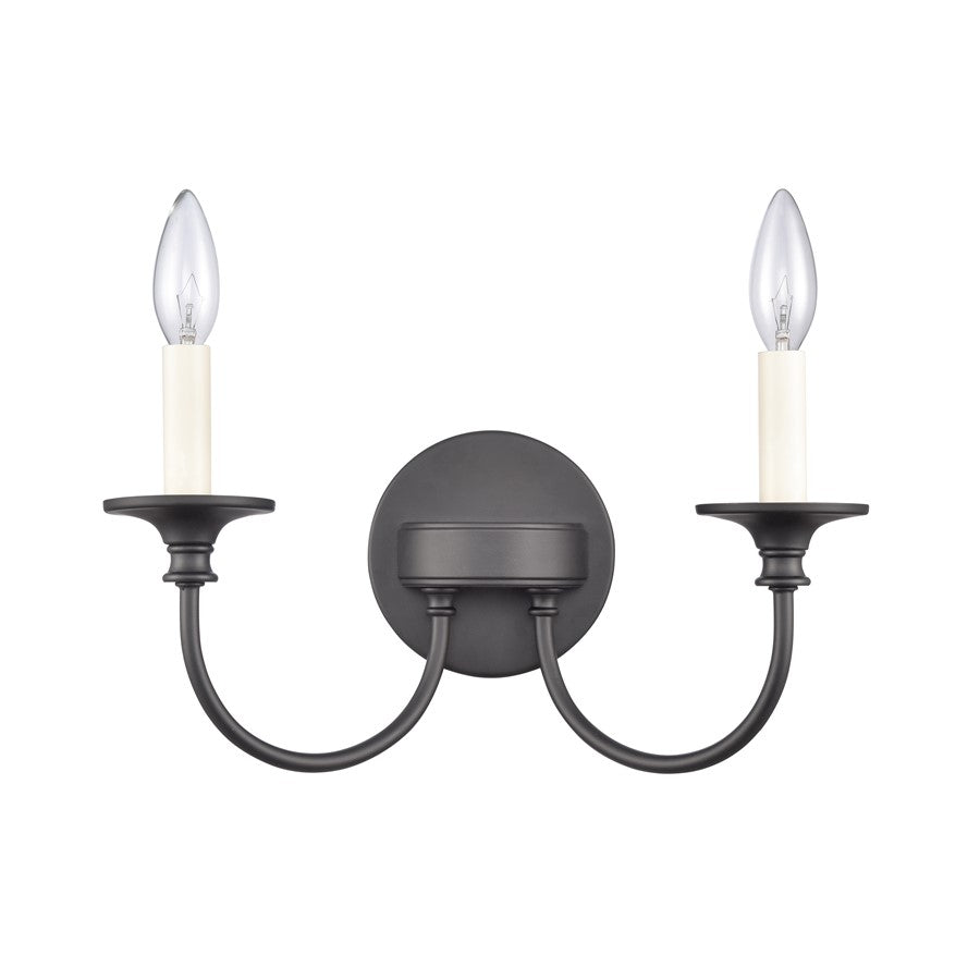 Atlas Lighting Cecil 14in 2-Light Vanity Light | Traditional Matte Black Metal | Bathroom & Powder Room | 14 x 6.5 x 7.75 in | Model WL11249-BK