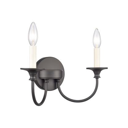Atlas Lighting Cecil 14in 2-Light Vanity Light | Traditional Matte Black Metal | Bathroom & Powder Room | 14 x 6.5 x 7.75 in | Model WL11249-BK