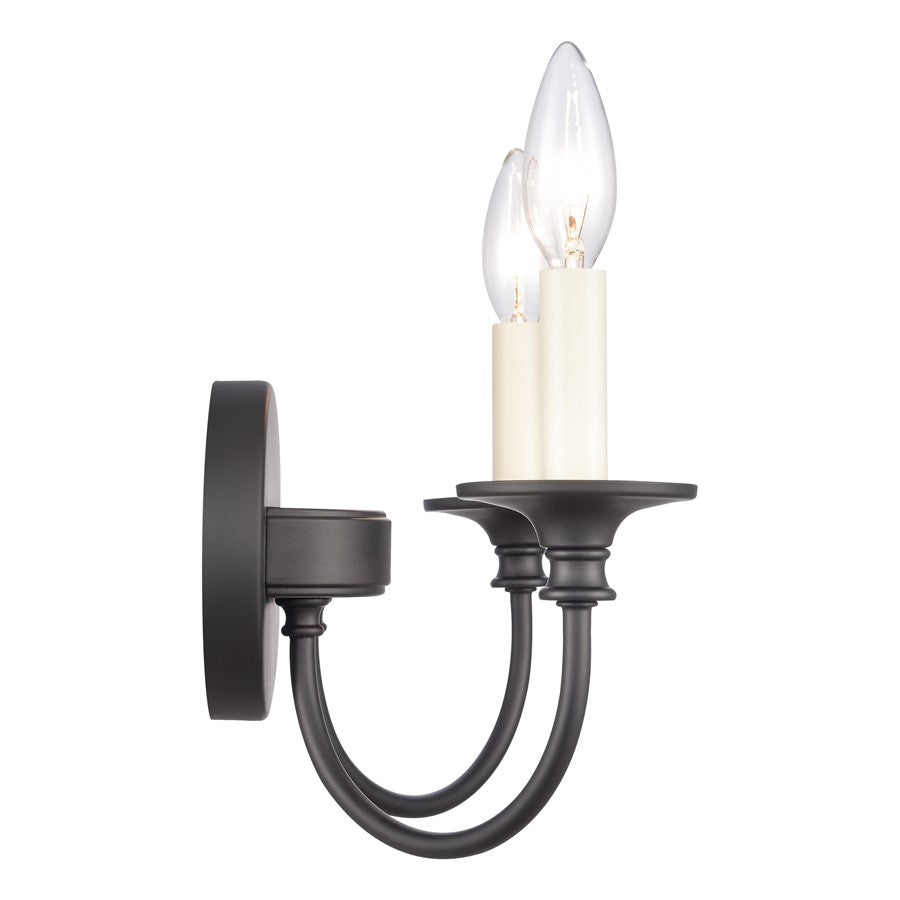 Atlas Lighting Cecil 14in 2-Light Vanity Light | Traditional Matte Black Metal | Bathroom & Powder Room | 14 x 6.5 x 7.75 in | Model WL11249-BK